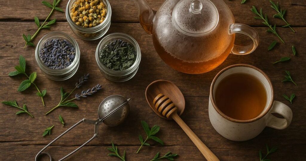 Natural remedies for headache and cold using ginger, honey, and herbal tea